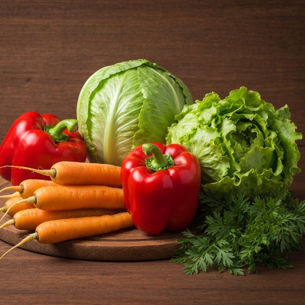 Sveze povrće raspoređeno sa voćem i žitaricama na drvenoj površini